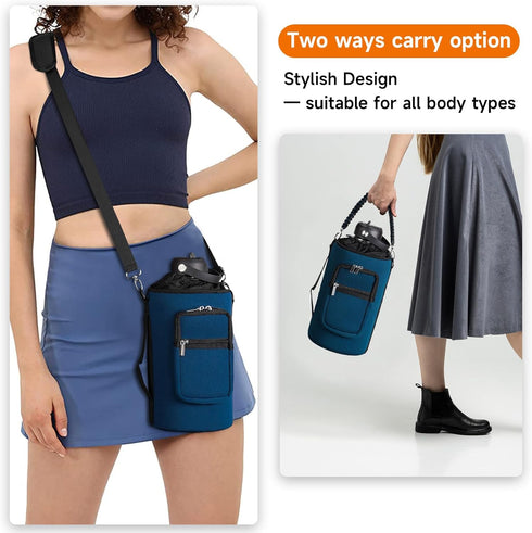 32/40/64/128 oz 2 AceTreker Neoprene Insulated Water Bottle Carrier Bag, Sling Bag Sleeve Pouch Holder with Strap
