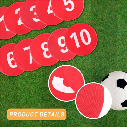KaiYeA 10pcs Spot Markers Flat Disc Markers Soccer Sports Practice Numbered PVC Training Mats for Indoor Classroom