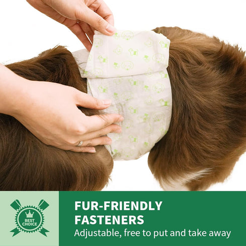 IMMCUTE 50 Dog Diapers Male Ct, XS Size, Super-Absorbent Male Dog Wraps Disposable Doggie Diapers with Wetness