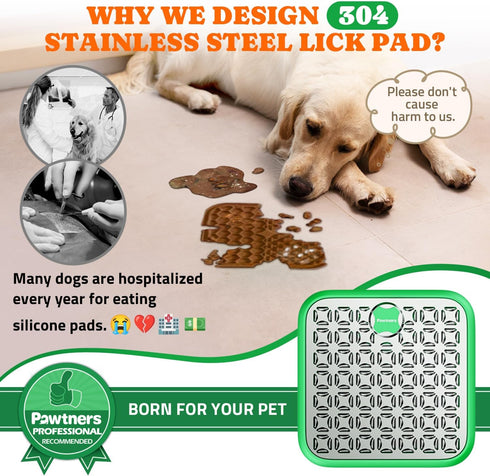 Stainless Steel Large Lick Mat: Dog Lick Mats for Large Dogs, Cat Licking Pads for Crate Boredom & Anxiety Reduce, Slow