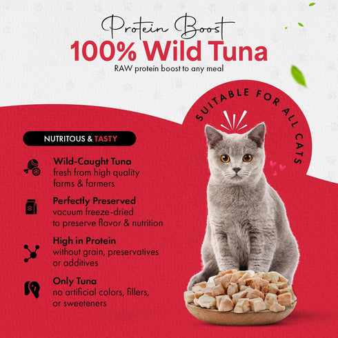 Freeze Dried Tuna Cat & Dog Treats, 100% Wild Caught Tuna, Healthy Raw Food, 1.75oz