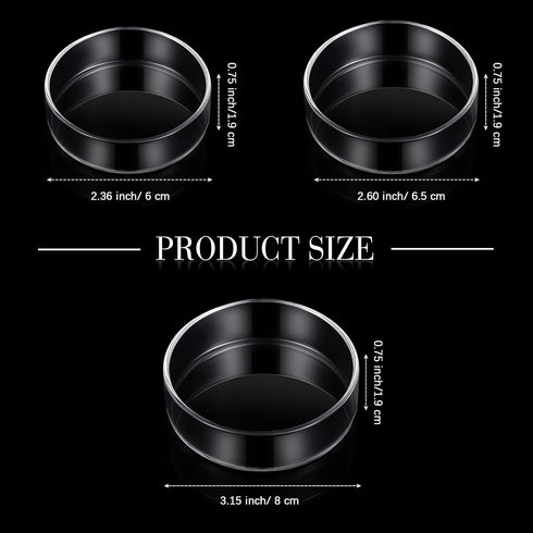 Patelai 3 Pieces Aquarium Shrimp Feeding Dish - Clear Glass Fish Tank Feeding Bowl Food Bowl, 60mm, 65mm, 80mm
