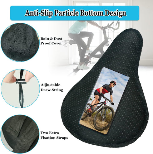 Gel Bike Seat Cover, Padded Bicycle Saddle Covers for Women & Men, Comfortable Exercise Bike Seat Cushion