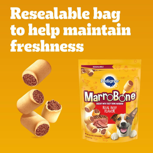 1.5 lb. (Pack 8) Pedigree Dry Dog Treats MarroBone, Real Beef Flavor, Bone Marrow Dog Treats, Bag