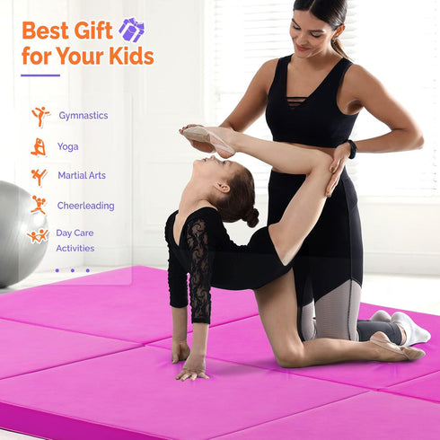 Matladin 8' 8ft 2ft 2in Folding Gymnastics Gym Exercise Aerobics Mat, x x PU Leather Tumbling Mats with Hook & Loop