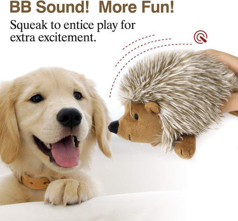 Pawaboo Plush Dog Toy, Non-Toxic Super Soft Faux-Fur Hedgehog Squeak Toy for Dog Puppy Training and Playing