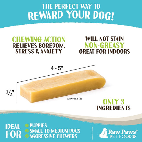 Raw Paws Himalayan Yak Chews for Dogs, Medium (3 Count) - Tibetan Yak Cheese Dog Chews