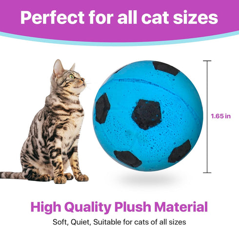 SPOT Sponge Soccer Ball Cat Toys - Interactive Plush Toy, Fun for Cats & Kittens to Bat & Chase, 1.5" Assorted 4-Pack