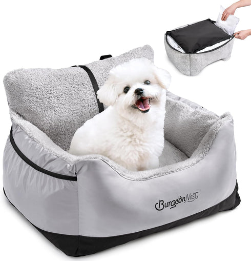 BurgeonNest Dog Car Seat for Small Dogs, Detachable and Washable Cat Carseats