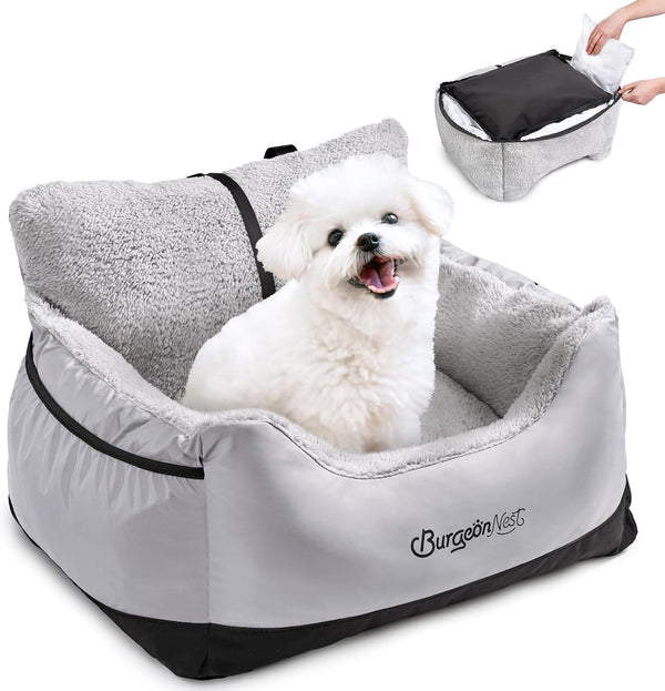 BurgeonNest Dog Car Seat for Small Dogs, Detachable and Washable Cat Carseats