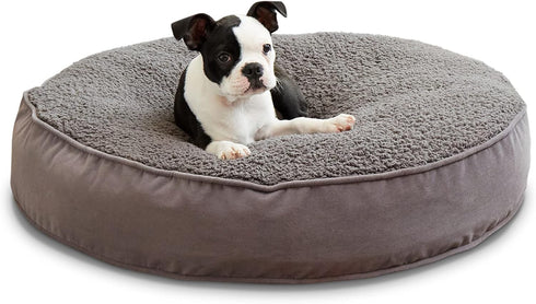 Happy Hounds Scout Deluxe Round Pillow Style Dog Bed, Small (30 x 30 in.), Pewter