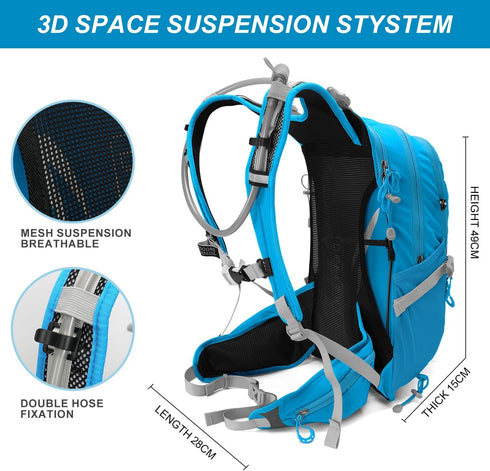 Hydration Pack, 20L Hydration Backpack with 2L Water Bladder and Rain Cover, Ideal for Cycling, Camping, Hunting