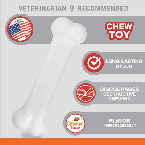 Nylabone Original Bone Power Chew Toy for Dogs, Medium 2 Pack - Durable for Aggressive Chewers, Bacon & Chicken Flavor