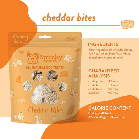 Spunky Pup Cheddar Bites, Crunchy Biscuit Treats, 10 oz