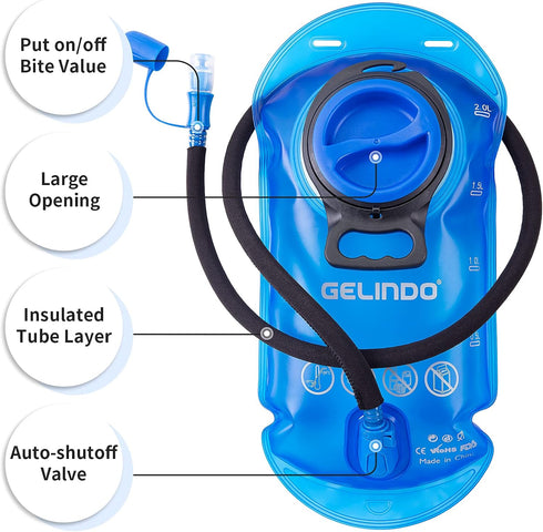 Gelindo Hiking Hydration Pack Water Backpack, Insulated with 2L BPA Free Bladder for Men, Women