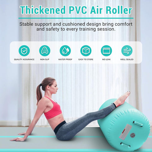 CZGBRO Gymnastics Barrel Air Roller NO Pump, Inflatable Tumbling Equipment Air Mat Octagon Mat for Backhandspring