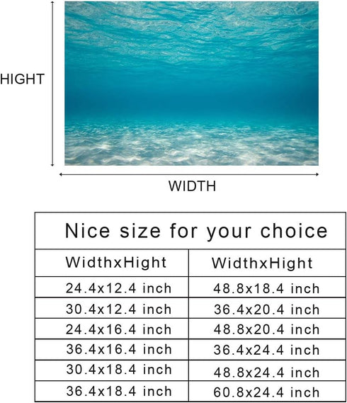 T&H XHome Aquarium Décor Backgrounds, Pure Blue Water Pattern PVC Adhesive Poster