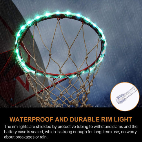 16 Waybelive LED Basketball Hoop Lights, Remote Control Basketball Rim LED Light, Color Change by Yourself, Waterproof