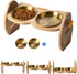 Elevated Cat Bowls, 15° Tilted Raised Bowl Stand with Two Stainless Steel Bowls, Water Feeder Set for Small Dogs