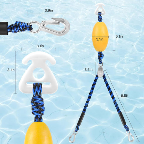 Heavy Duty Boat Tow Harness for Tubing, Water Sports Tow Rope for Boat Towables & Tubes with Quick Connector