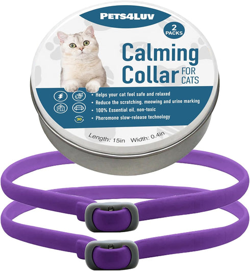 Calming Collar for Cats - Pheromone Calm Collars for Anxiety Relief, Adjustable Waterproof 2 Pack for Small Medium Large