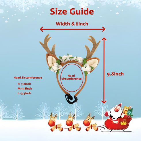 FLAdorepet Pet Cat Dog Elk Antler Deer Horn Headband for Halloween Christmas Dog Costume Outfits