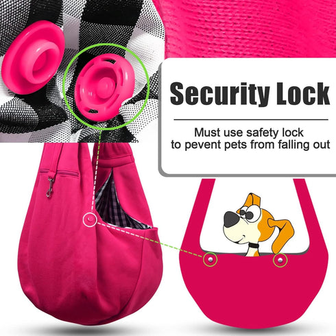 TOMKAS Dog Sling Carrier, Adjustable Strap for Small Dogs, Rose Red, Zipper Pocket for 3-10 lbs