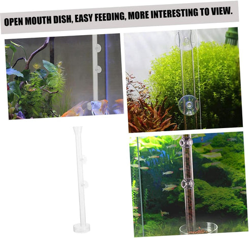 2.5cm 40cm Toyvian Acrylic Aquarium Fish Feeder with Diameter Feeding Column and Shrimp Feeding Dish Fish Tank Feeder