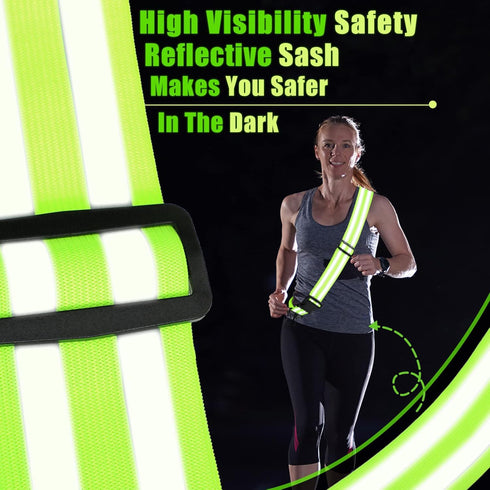 Reflective Sash, High Visibility Safety Reflective Jacket, Adjustable for Walking and Cycling at Night