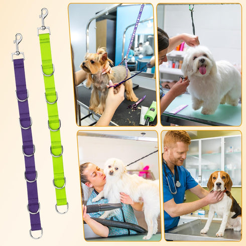 2pcs Dog Grooming Extender, Quick Release Nylon Adjustable Table Straps for Grooming Leash Loops (Green, Purple)