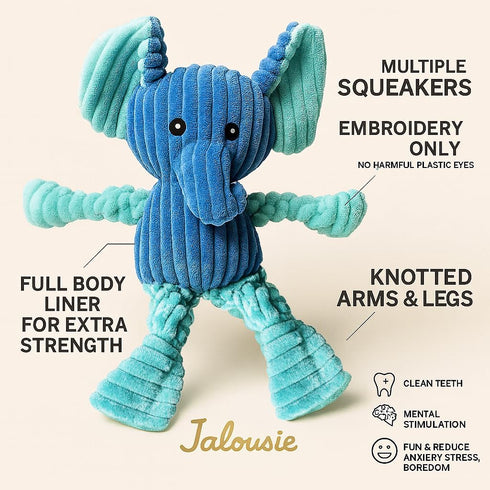 (5 Pack Jalousie Plush Toys Assortment Value Bundle Puppy Pet Mutt Squeak Toy for Medium Large Dogs Knotted)