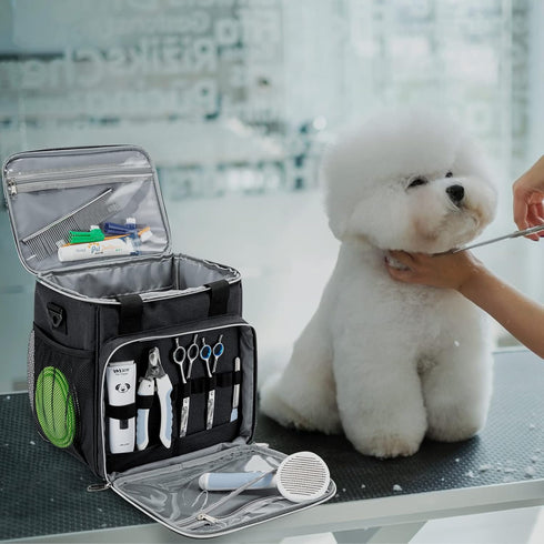 Dog Grooming Supplies Organizer Tote - Black, Perfect for Grooming Tools