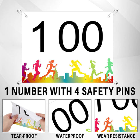 6 7.5 Inch XunYee Running Bib Competitor Numbers with Safety Pins for Marathon Sports Competition Event Race Bibs Tear