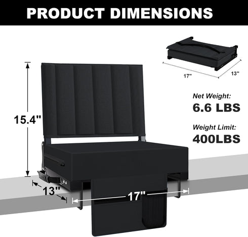 (1pcs) Aliphon Stadium Seat for Bleachers with Back Support and Cushion, Bleacher Seats with Shoulder Strap and Cup