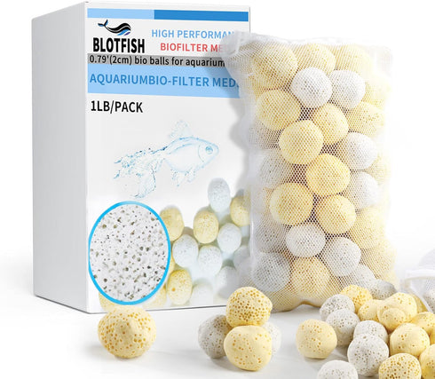 Aquarium Filter Media 0.8 Inch Ceramic Bio Balls 1 LB with Mesh Bag for Freshwater and Marineland Aquarium Pond Filter