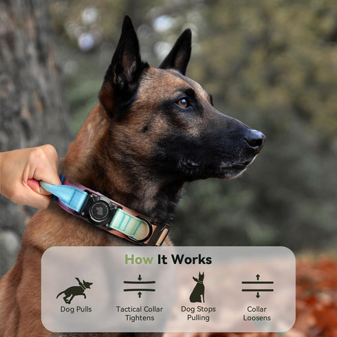 2026 Upgrade Waterproof AirTag Dog Collar, Military Tactical Dog Collar with AirTag Holder, Comfortable Control Handle