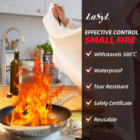 Fire Blanket Emergency for Home, 40" x 40" (Pack of 2), Fire Suppression Blanket for Kitchen and Camping Safety