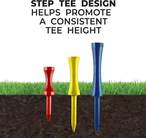 Pride Professional Tee System Two Piece Step Tee, 50 Count, 3-1/4 inch, Blue