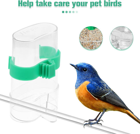 POPETPOP 2Pcs Automatic Bird Water Feeder, Transparent Plastic Water Dispenser for Parakeet Cockatiel Lovebird