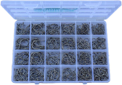 Fishing Hooks Bulk Set for Freshwater Saltwater Fish, Worm Catfish Hooks Fishing Gear Equipment Supplies