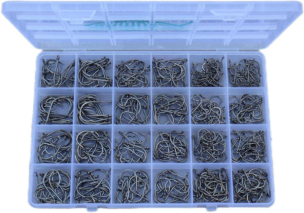Fishing Hooks Bulk Set for Freshwater Saltwater Fish, Worm Catfish Hooks Fishing Gear Equipment Supplies