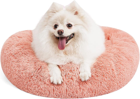 MIXJOY Orthopedic Dog Bed, Ultra Soft Washable Donut Cuddler Round Bed for Dogs and Cats, 20''/23''/30'', Pink (23'')