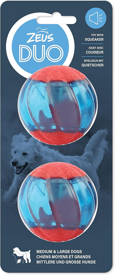 ZEUS Duo Balls with Squeaker, Large Interactive Dog Toys, 96286