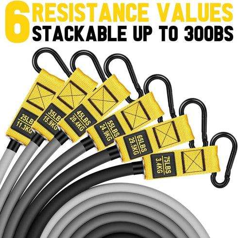 Heavy Exercise Bands Resistance Bands Set, 300lbs Fitness Workout Bands with Handles, Home Gym Equipment