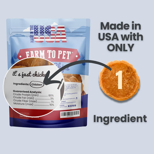 Dog Training Treats - Chicken Chips, Single Ingredient, Lean, All Natural, Healthy Dog Treats for All Breeds