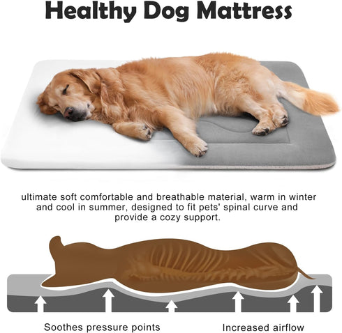 JoicyCo Extra Large Soft Dog Crate Pad Mat 48 in - Non-Slip Washable Sleeping Mattress for Pets