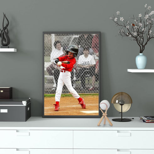 Wooden Baseball Softball Stand Display, Consists of 3 Mini Baseball Bats and 1 Wooden Circle