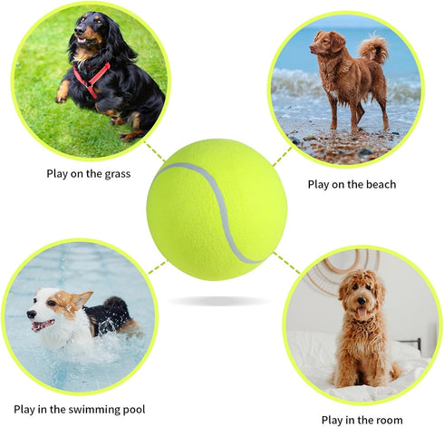susu & wuwu Giant Tennis Ball for Dogs, Yellow Big Tennis Ball for Dog Birthday Gift, 9.5" Pet Toy