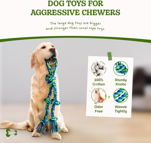 2 Pack Heavy Duty Dog Rope Toys for Large Dogs, Indestructible Chew Toys for Medium to Large Breeds