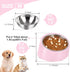 Tilted Angle Dog Bowl, 15° Slanted Stainless Steel Dog Cat Food Bowl, Non-Slip & Non-Spill Pet Feeder with Elevated Detachable Melamine Stand, Easy to Get Food Dog Dish, M/1.5 Cup Pink
